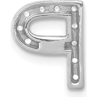 14K White Gold Diamond Letter P Initial Charm with Round Diamonds - 0.01 Carat Total Diamond Weight by Oro Pregiato