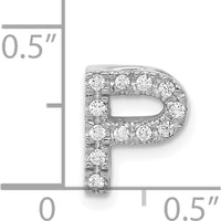 14K White Gold Diamond Letter P Initial Charm with Round Diamonds - 0.01 Carat Total Diamond Weight by Oro Pregiato