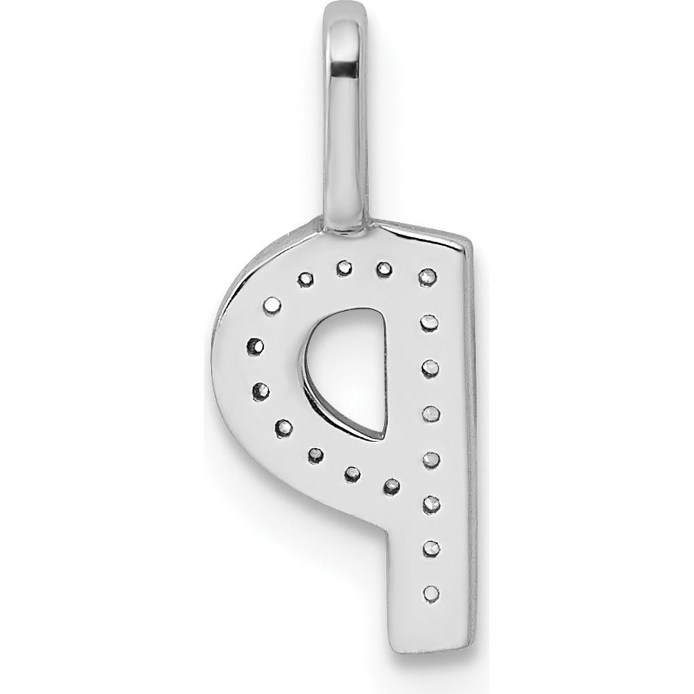 14K White Gold Diamond Letter P Initial Pendant - 0.15 Carat Total Diamond Weight by Oro Pregiato