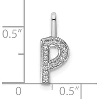 14K White Gold Diamond Letter P Initial Pendant - 0.15 Carat Total Diamond Weight by Oro Pregiato