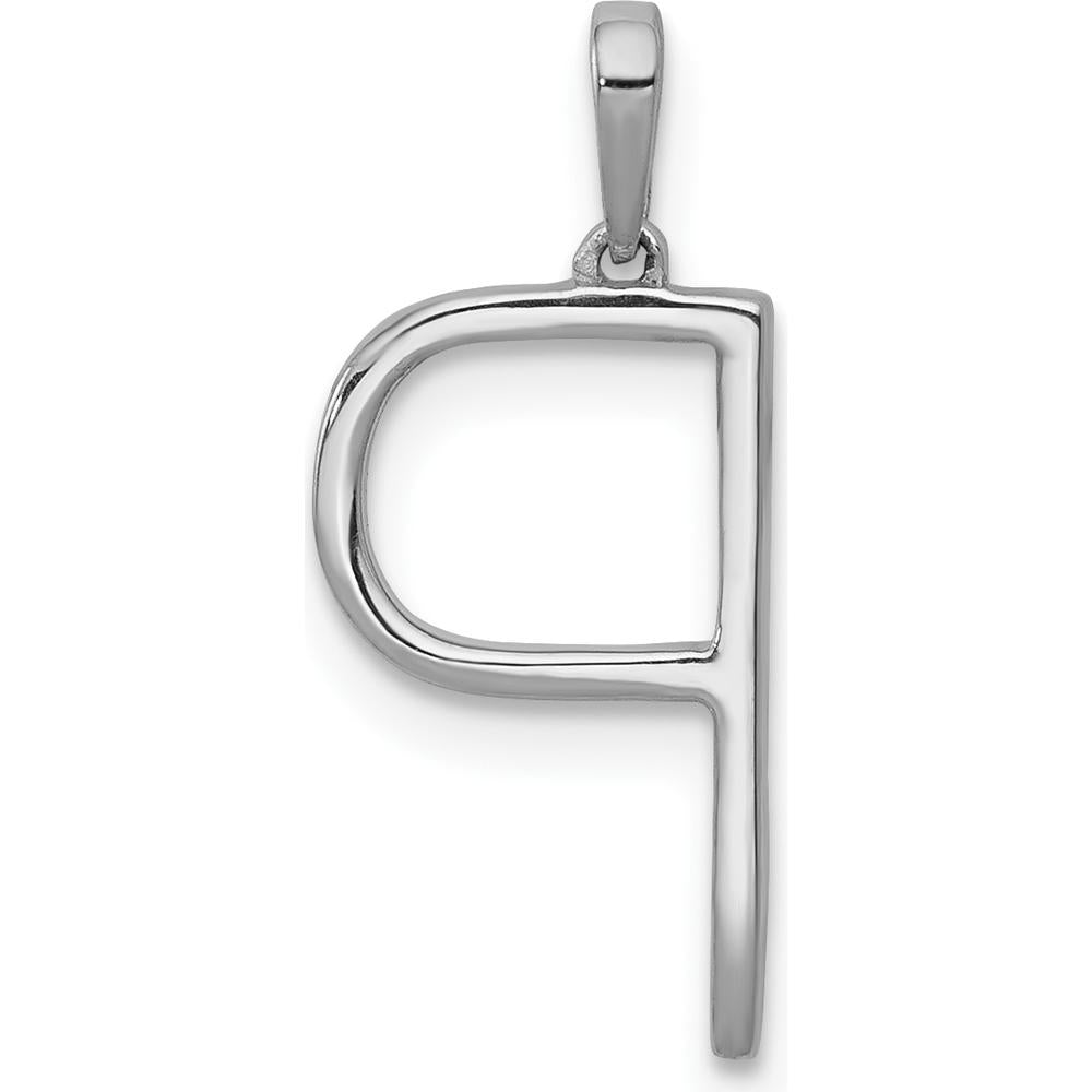 14K White Gold Diamond Letter P Initial Pendant with 27 Round Cut Diamonds - 0.004 Carat Total Diamond Weight by Monteluci Fine Jewelry