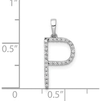 14K White Gold Diamond Letter P Initial Pendant with 27 Round Cut Diamonds - 0.004 Carat Total Diamond Weight by Monteluci Fine Jewelry