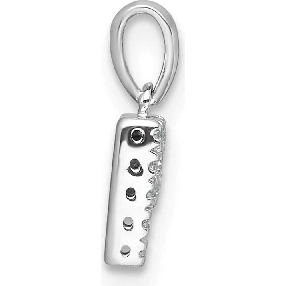 14K White Gold Diamond Letter P Pendant with Rhodium-Plated Finish by Oro Pregiato