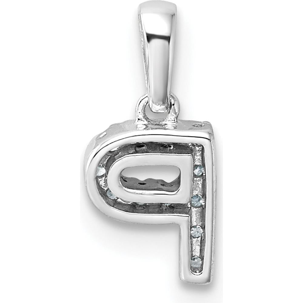 14K White Gold Diamond Letter P Pendant with Rhodium-Plated Finish by Oro Pregiato