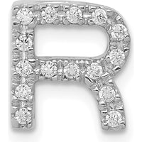 14K White Gold Diamond Letter "R" Initial Charm with 15 Round Diamonds - 0.01 Carat Total Diamond Weight by Oro Pregiato