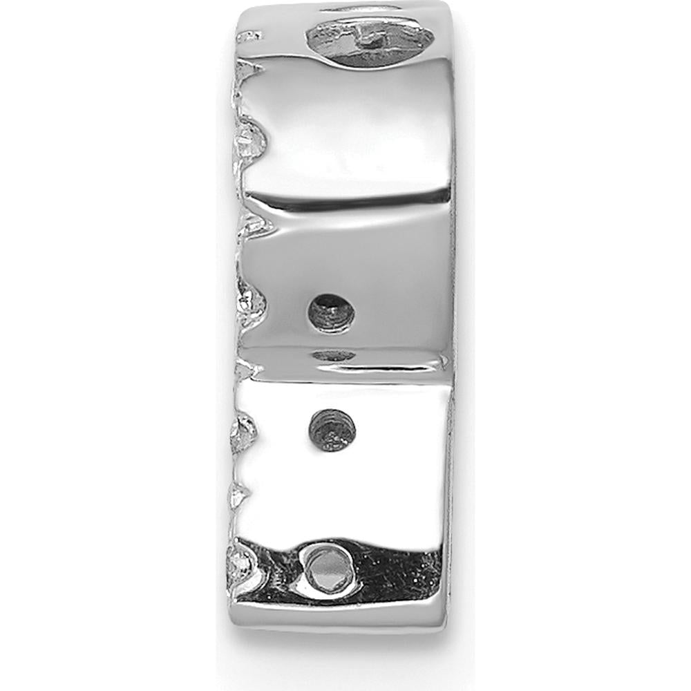 14K White Gold Diamond Letter "R" Initial Charm with 15 Round Diamonds - 0.01 Carat Total Diamond Weight by Oro Pregiato