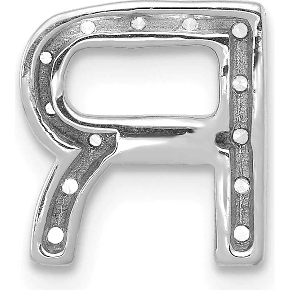 14K White Gold Diamond Letter "R" Initial Charm with 15 Round Diamonds - 0.01 Carat Total Diamond Weight by Oro Pregiato