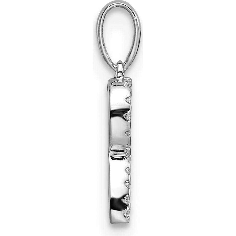 14K White Gold Diamond Letter R Initial Pendant - 0.20 Carat Total Diamond Weight by Oro Pregiato