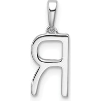 14K White Gold Diamond Letter R Initial Pendant - 0.20 Carat Total Diamond Weight by Oro Pregiato