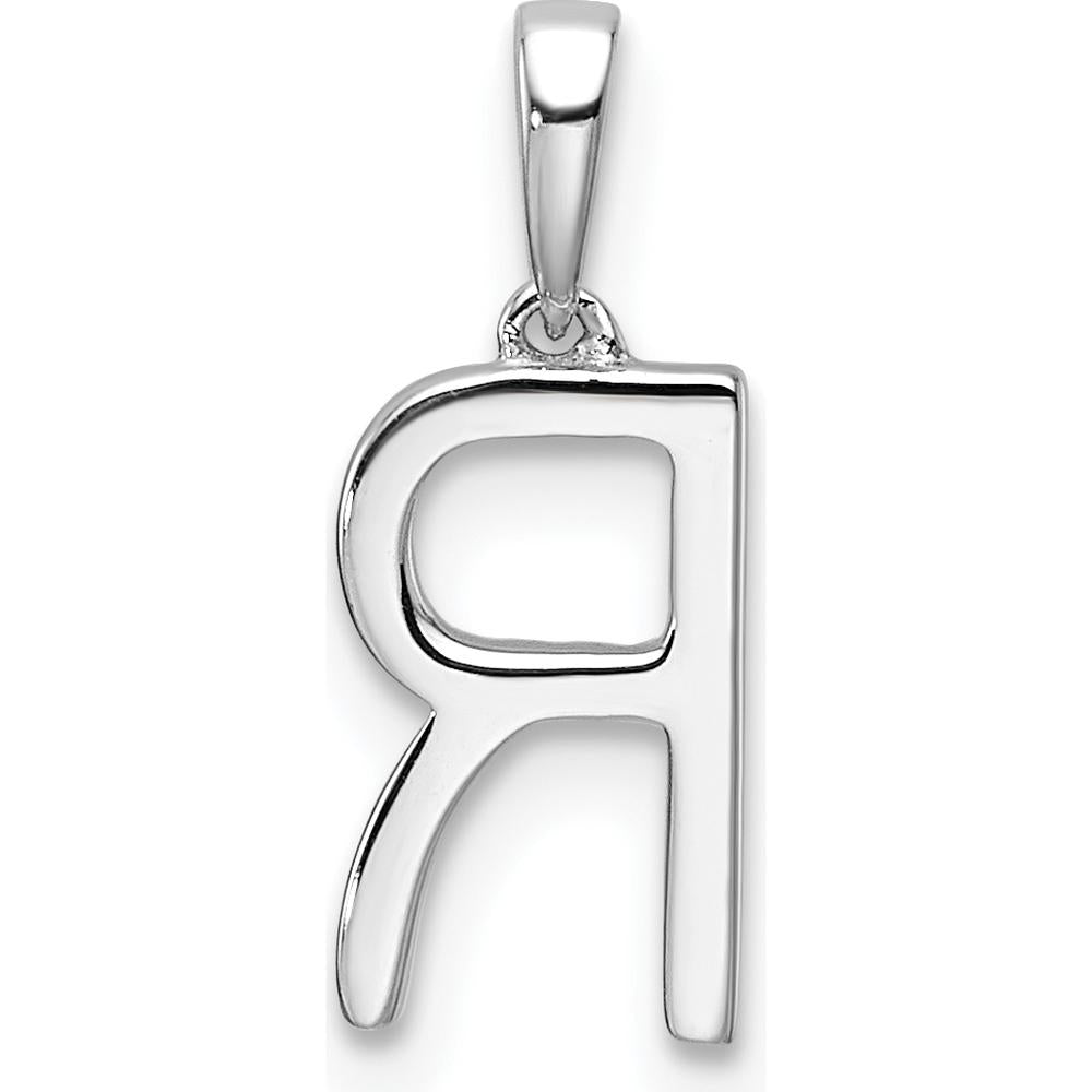 14K White Gold Diamond Letter R Initial Pendant - 0.20 Carat Total Diamond Weight by Oro Pregiato