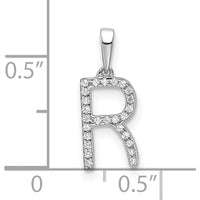 14K White Gold Diamond Letter R Initial Pendant - 0.20 Carat Total Diamond Weight by Oro Pregiato