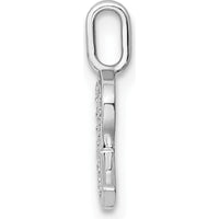 14K White Gold Diamond Letter "R" Initial Pendant - Rhodium Plated, 0.20 Carat Total Diamond Weight by Oro Pregiato