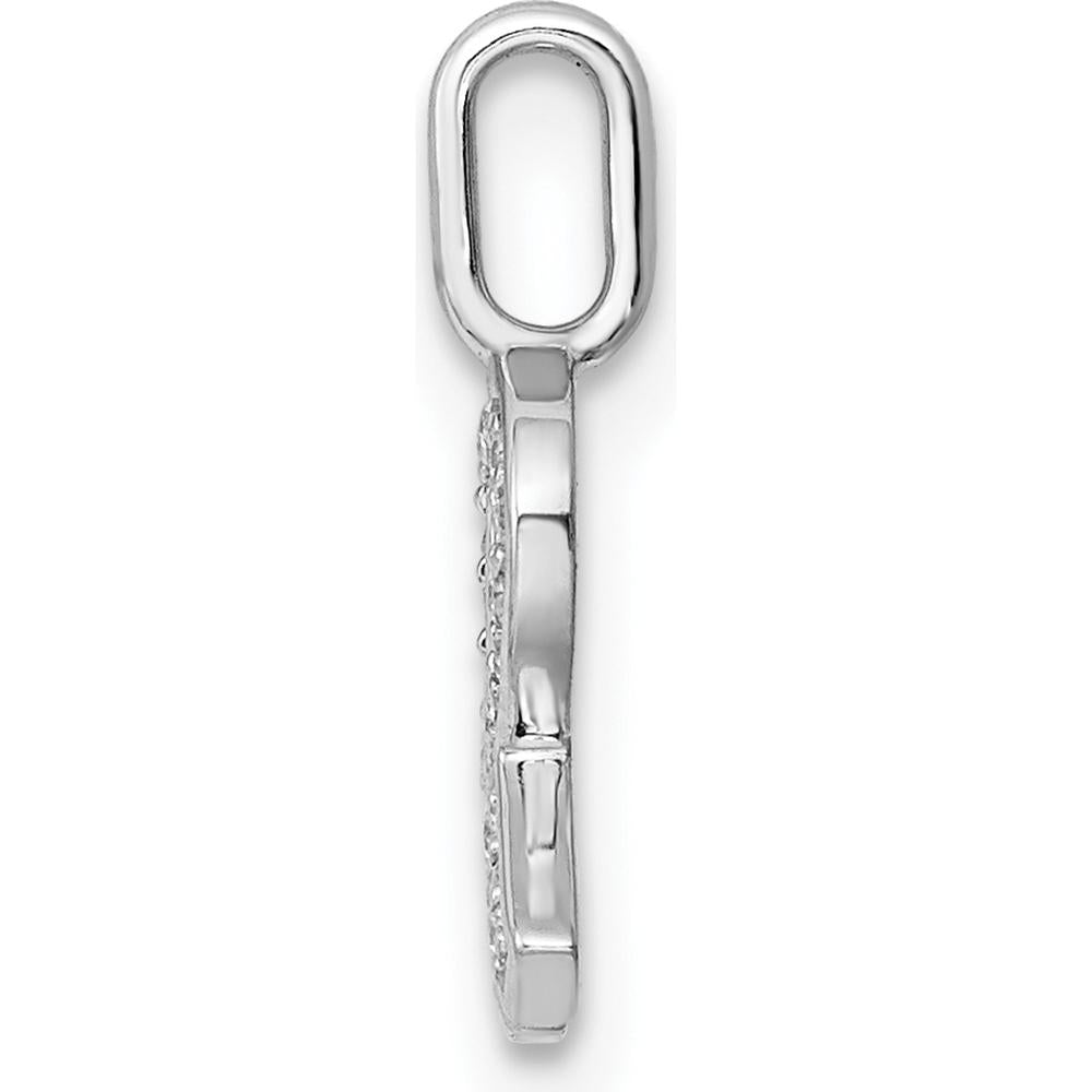 14K White Gold Diamond Letter "R" Initial Pendant - Rhodium Plated, 0.20 Carat Total Diamond Weight by Oro Pregiato