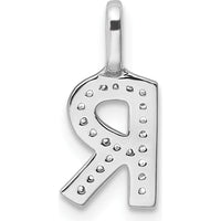14K White Gold Diamond Letter "R" Initial Pendant - Rhodium Plated, 0.20 Carat Total Diamond Weight by Oro Pregiato