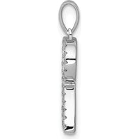 14K White Gold Diamond Letter "R" Initial Pendant with 33 Round Diamonds - 0.004 Carat Total Diamond Weight by Oro Pregiato