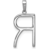 14K White Gold Diamond Letter "R" Initial Pendant with 33 Round Diamonds - 0.004 Carat Total Diamond Weight by Oro Pregiato
