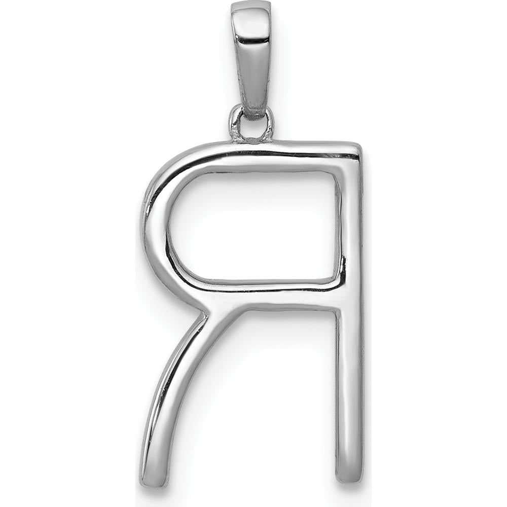14K White Gold Diamond Letter "R" Initial Pendant with 33 Round Diamonds - 0.004 Carat Total Diamond Weight by Oro Pregiato