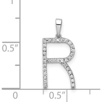 14K White Gold Diamond Letter "R" Initial Pendant with 33 Round Diamonds - 0.004 Carat Total Diamond Weight by Oro Pregiato