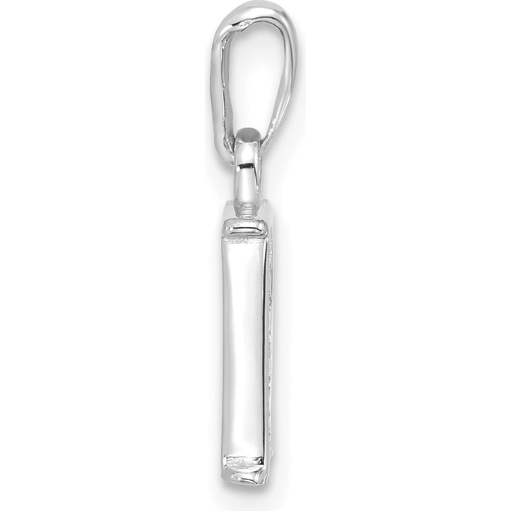 14K White Gold Diamond Letter R Initial Pendant with Round Cut Diamonds - 0.01 Carat Total Diamond Weight by Oro Pregiato