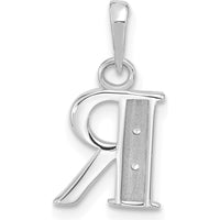 14K White Gold Diamond Letter R Initial Pendant with Round Cut Diamonds - 0.01 Carat Total Diamond Weight by Oro Pregiato