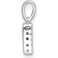 14K White Gold Diamond Letter R Pendant with Polished Bail - Block Initial Design by Oro Pregiato