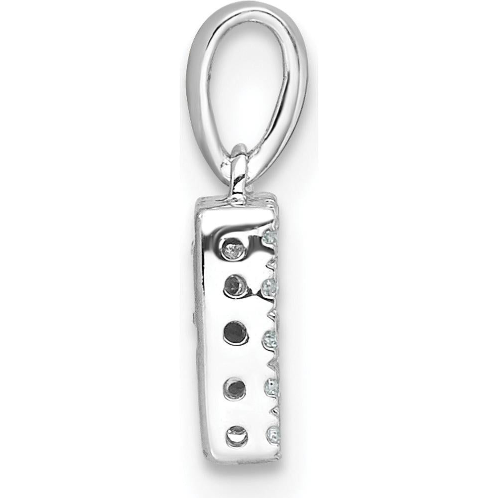 14K White Gold Diamond Letter R Pendant with Polished Bail - Block Initial Design by Oro Pregiato