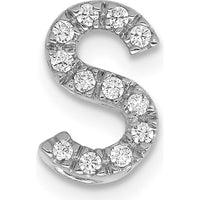 14K White Gold Diamond Letter S Initial Charm - 0.01 Carat Total Diamond Weight by Oro Pregiato