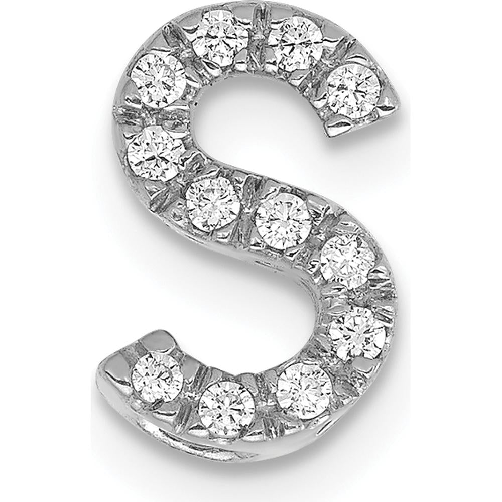 14K White Gold Diamond Letter S Initial Charm - 0.01 Carat Total Diamond Weight by Oro Pregiato