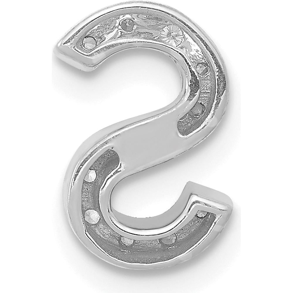 14K White Gold Diamond Letter S Initial Charm - 0.01 Carat Total Diamond Weight by Oro Pregiato