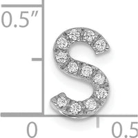 14K White Gold Diamond Letter S Initial Charm - 0.01 Carat Total Diamond Weight by Oro Pregiato