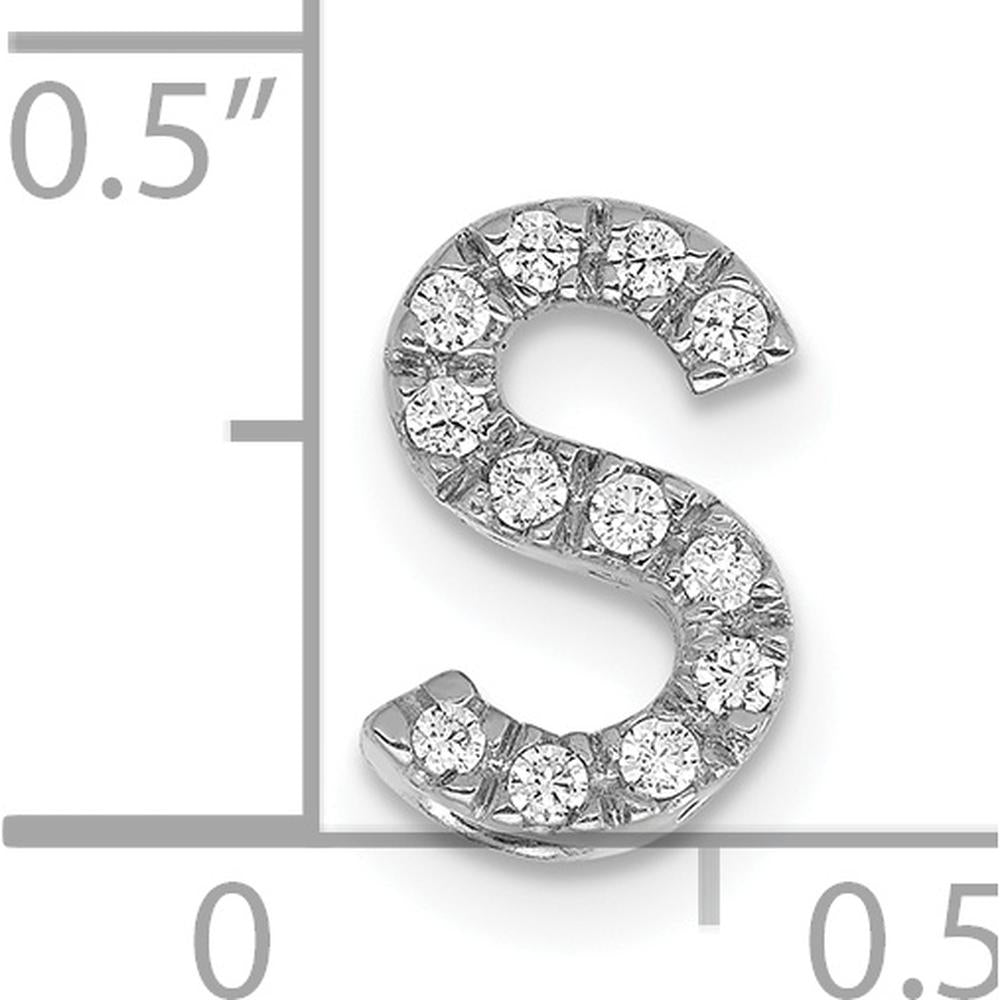 14K White Gold Diamond Letter S Initial Charm - 0.01 Carat Total Diamond Weight by Oro Pregiato