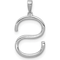 14K White Gold Diamond Letter S Initial Pendant with 37 Round Diamonds - 0.004 Carat Total Diamond Weight by Oro Pregiato