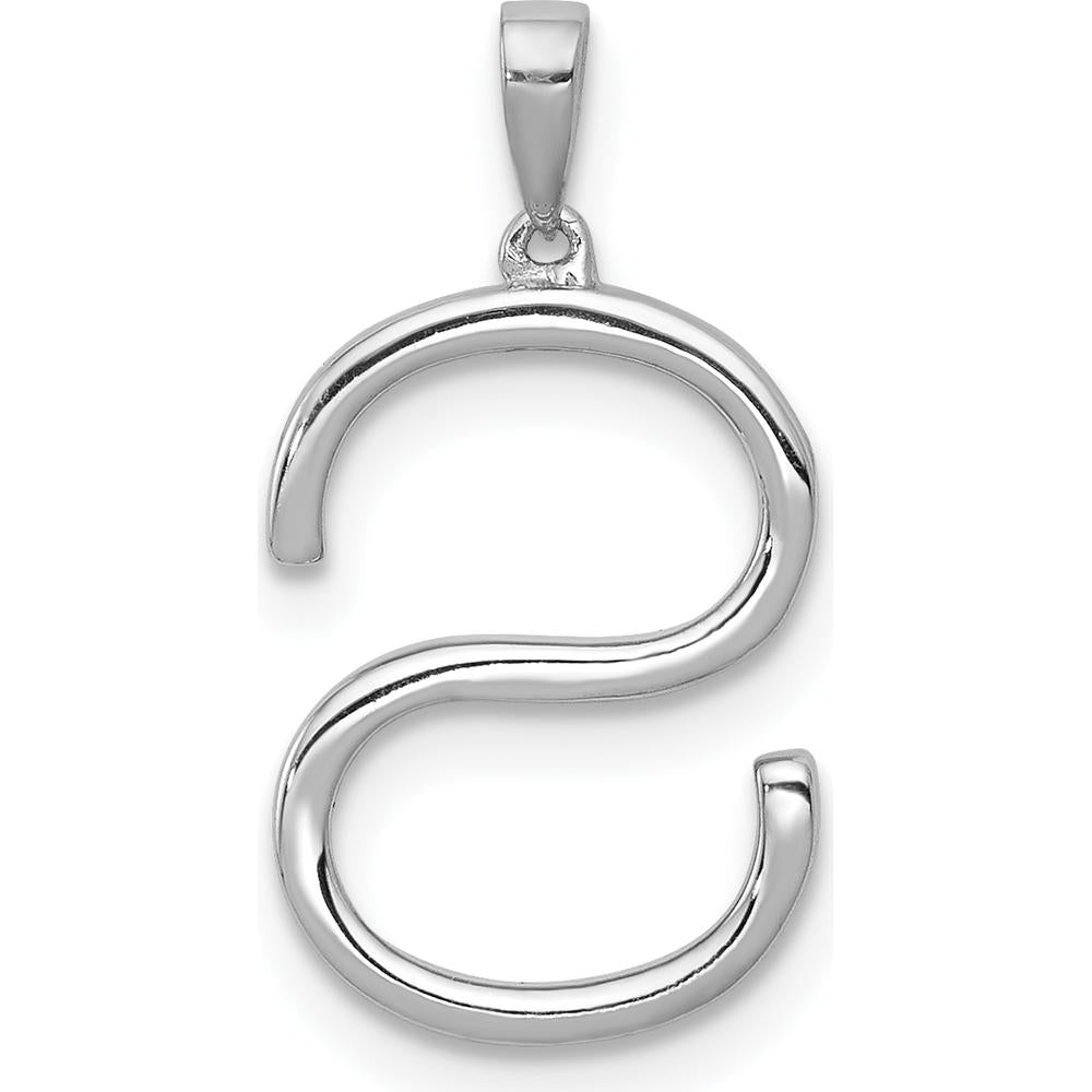 14K White Gold Diamond Letter S Initial Pendant with 37 Round Diamonds - 0.004 Carat Total Diamond Weight by Oro Pregiato