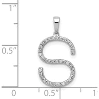 14K White Gold Diamond Letter S Initial Pendant with 37 Round Diamonds - 0.004 Carat Total Diamond Weight by Oro Pregiato