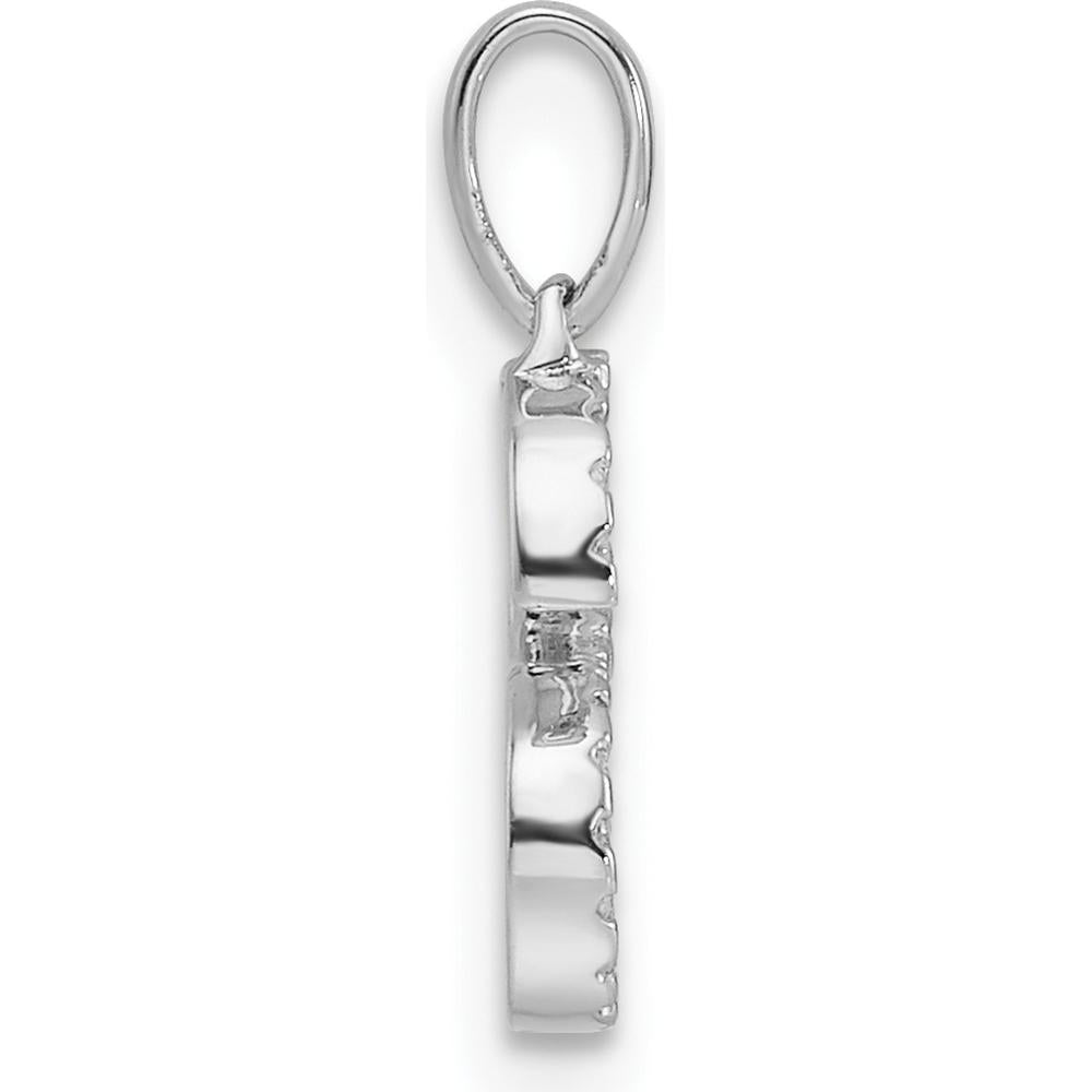 14K White Gold Diamond Letter S Pendant with Rhodium Plating by Oro Pregiato