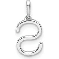14K White Gold Diamond Letter S Pendant with Rhodium Plating by Oro Pregiato