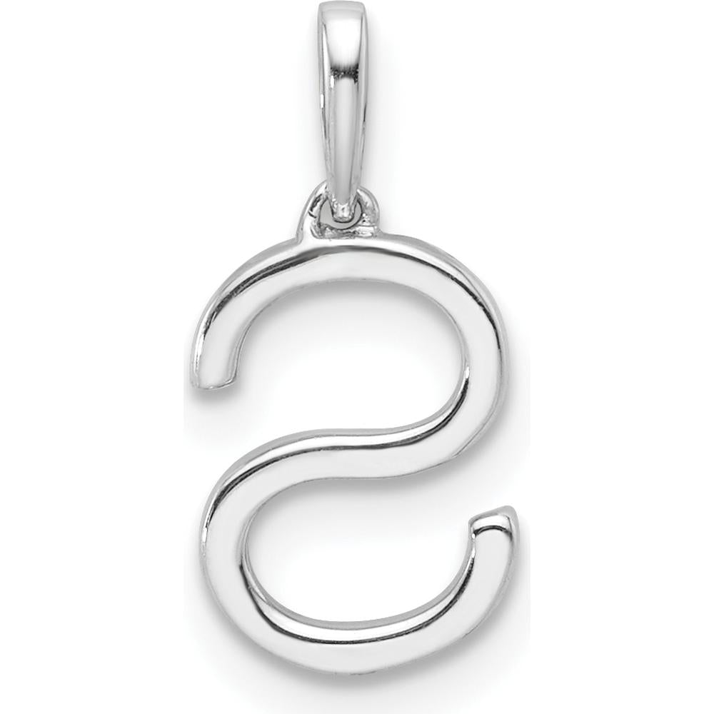 14K White Gold Diamond Letter S Pendant with Rhodium Plating by Oro Pregiato