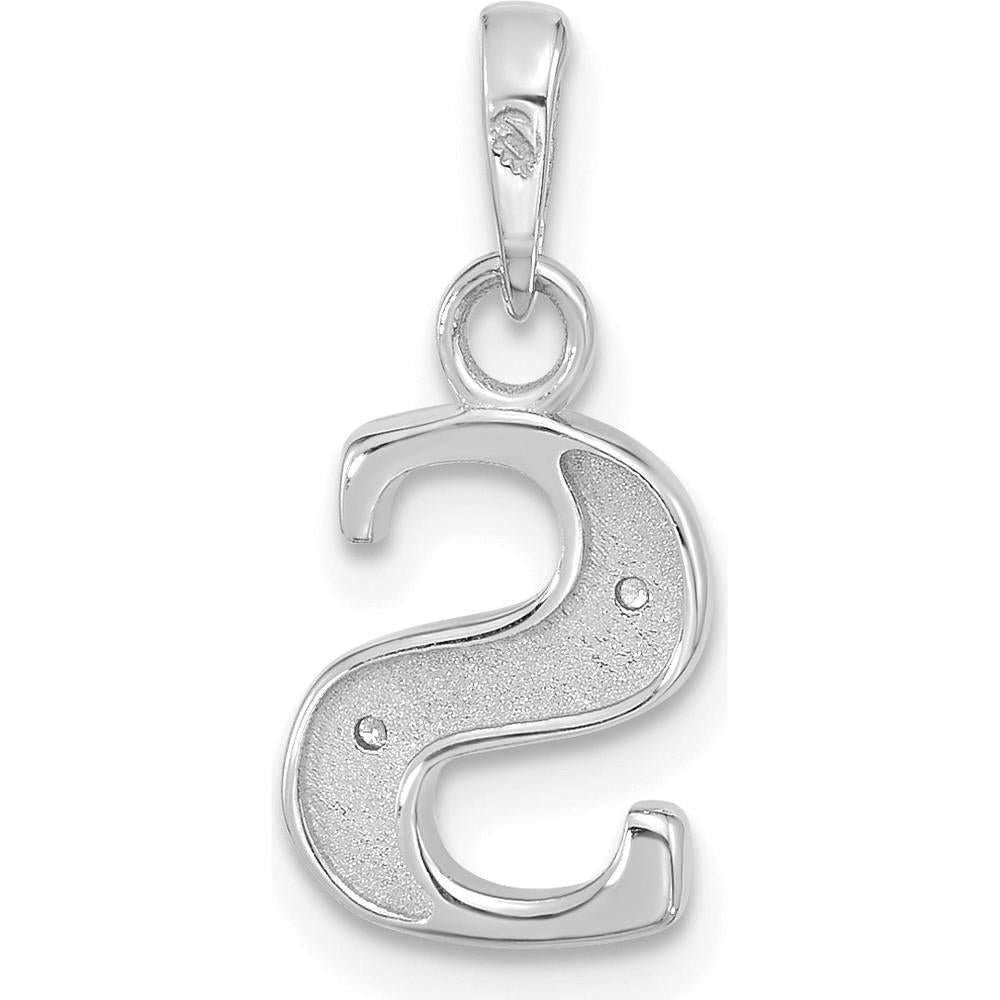 14K White Gold Diamond Letter S Pendant with Round Faceted Diamonds - 0.01 Carat Total Diamond Weight by Oro Pregiato