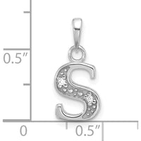 14K White Gold Diamond Letter S Pendant with Round Faceted Diamonds - 0.01 Carat Total Diamond Weight by Oro Pregiato