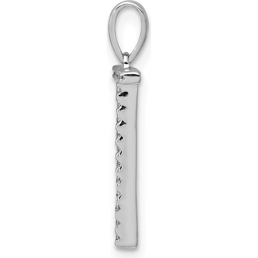 14K White Gold Diamond Letter "T" Pendant - 21 Round Diamonds - 0.004 Carat Total Diamond Weight by Oro Pregiato