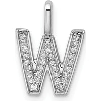 14K White Gold Diamond Letter W Initial Pendant - 0.15 Carat Total Diamond Weight by Oro Pregiato