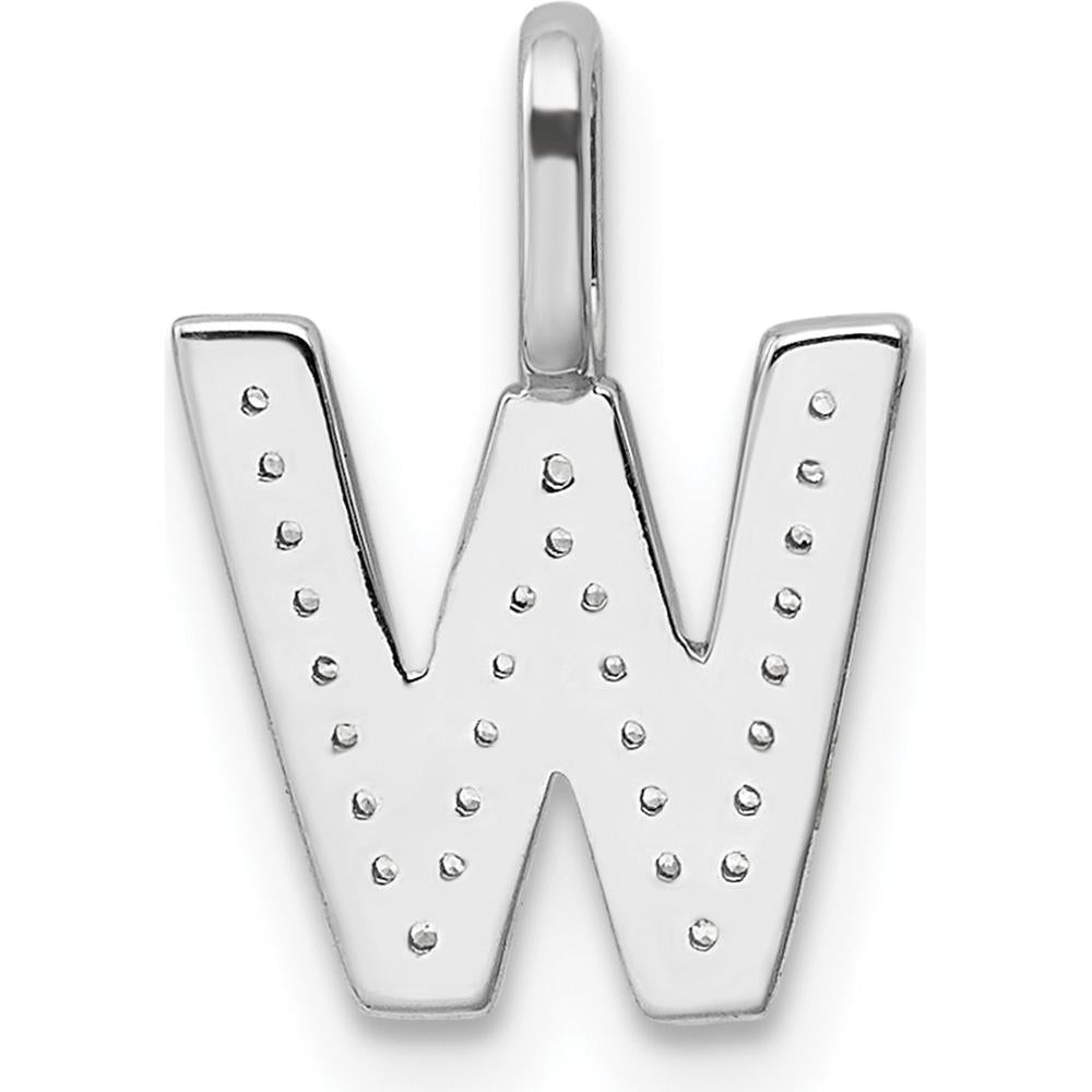 14K White Gold Diamond Letter W Initial Pendant - 0.15 Carat Total Diamond Weight by Oro Pregiato