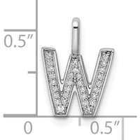 14K White Gold Diamond Letter W Initial Pendant - 0.15 Carat Total Diamond Weight by Oro Pregiato