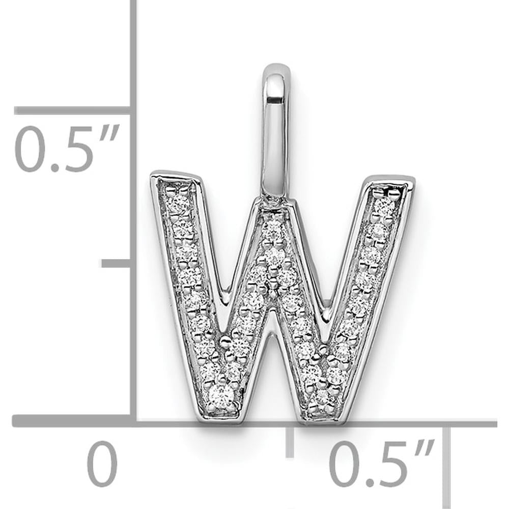 14K White Gold Diamond Letter W Initial Pendant - 0.15 Carat Total Diamond Weight by Oro Pregiato