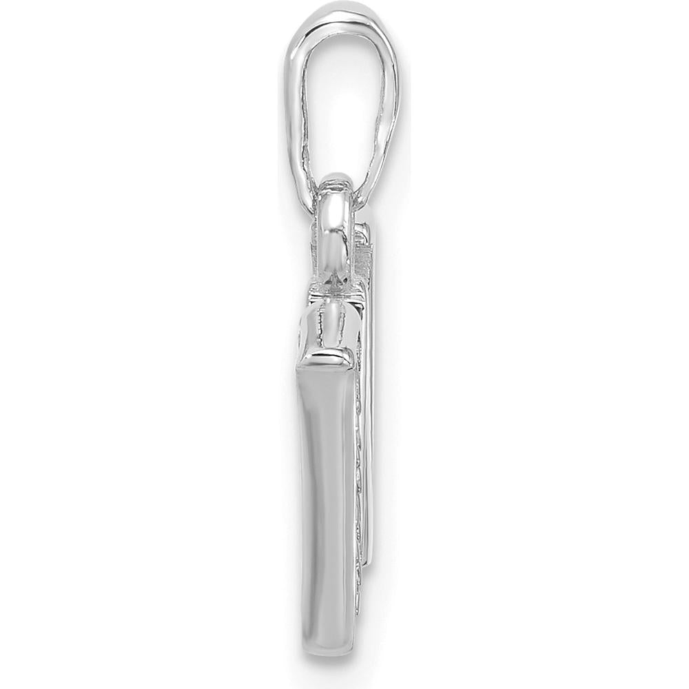 14K White Gold Diamond Letter W Initial Pendant with 2 Round Faceted Diamonds - 0.01 Carat Total Diamond Weight by Oro Pregiato
