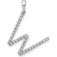 14K White Gold Diamond Letter W Initial Pendant with 32 Round Diamonds - 0.004 Carat Total Diamond Weight by Oro Pregiato