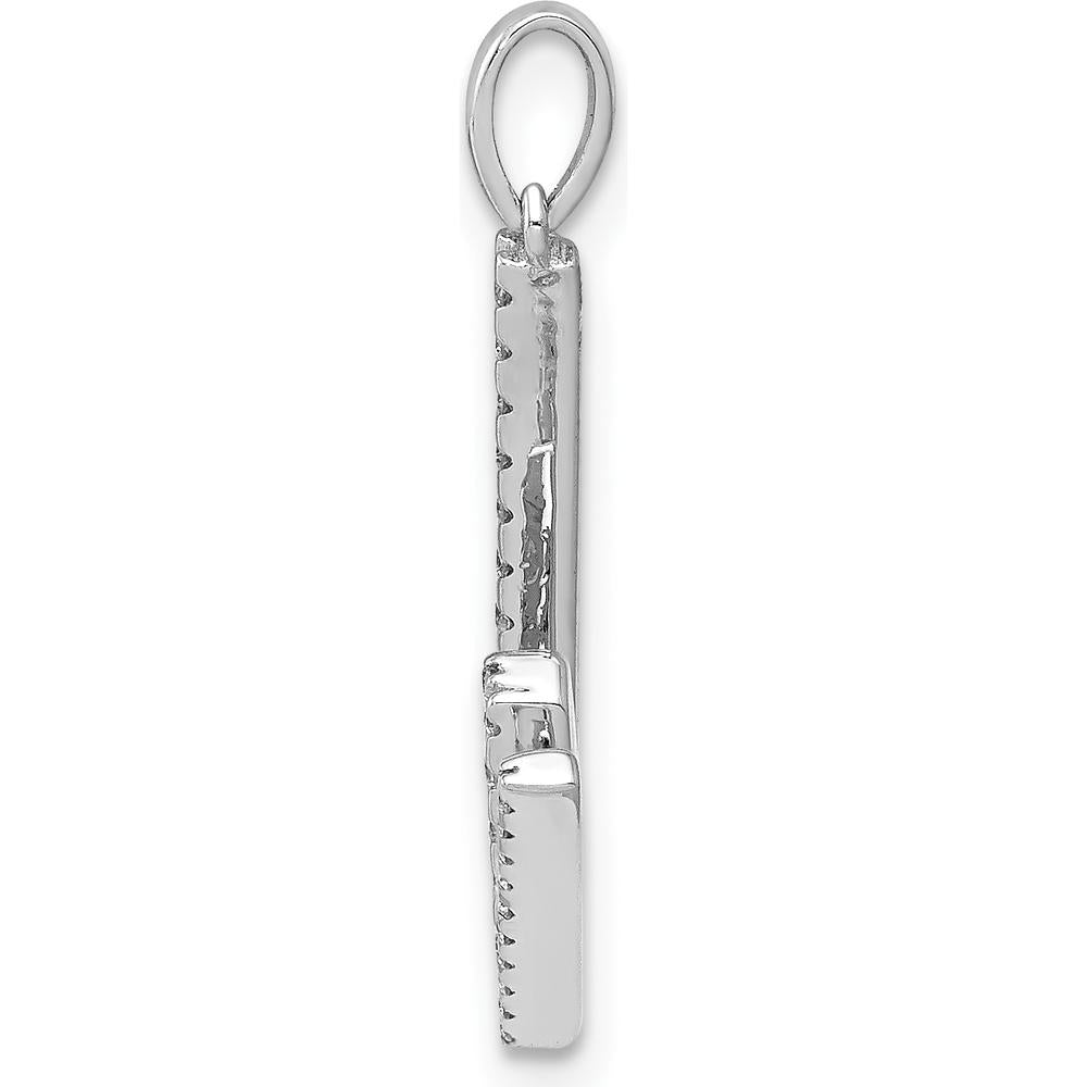 14K White Gold Diamond Letter W Initial Pendant with 32 Round Diamonds - 0.004 Carat Total Diamond Weight by Oro Pregiato