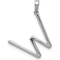 14K White Gold Diamond Letter W Initial Pendant with 32 Round Diamonds - 0.004 Carat Total Diamond Weight by Oro Pregiato