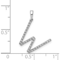 14K White Gold Diamond Letter W Initial Pendant with 32 Round Diamonds - 0.004 Carat Total Diamond Weight by Oro Pregiato