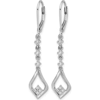 14K White Gold Diamond Leverback Dangle Earrings with Natural Round Diamonds - 0.03 Carat Total Diamond Weight by Monteluci Fine Jewelry